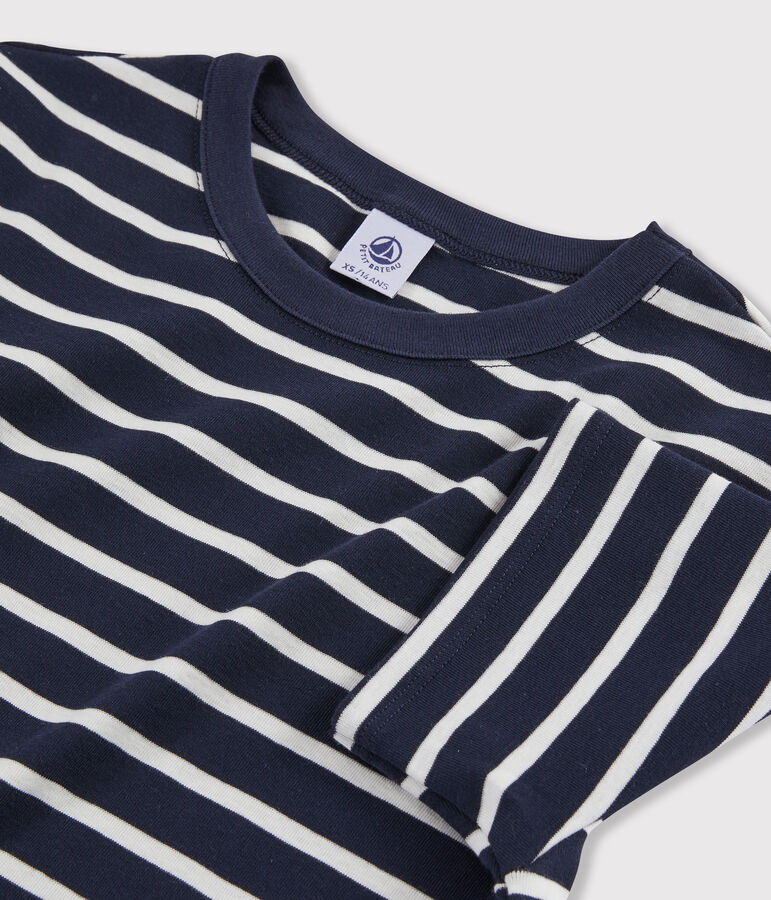 Camiseta ic&oacute;nica con cuello redondo para mujer azul/blanco