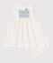 Vestido blanco de algodón y pololo con estampado de lunares para bebé blanco MARSHMALLOW/blanco MULTICO