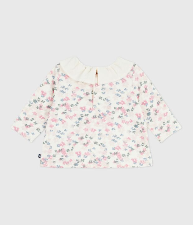 Blusa de algod&oacute;n de manga larga con estampado de flores para beb&eacute; crudo/multicolor