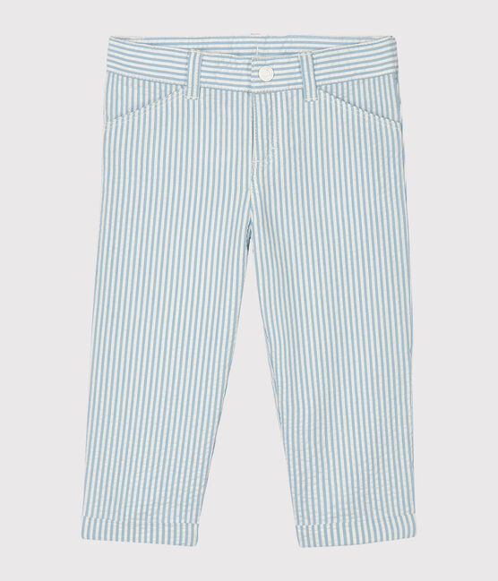 Pantalón milrayas para bebé niño azul ACIER/blanco MARSHMALLOW