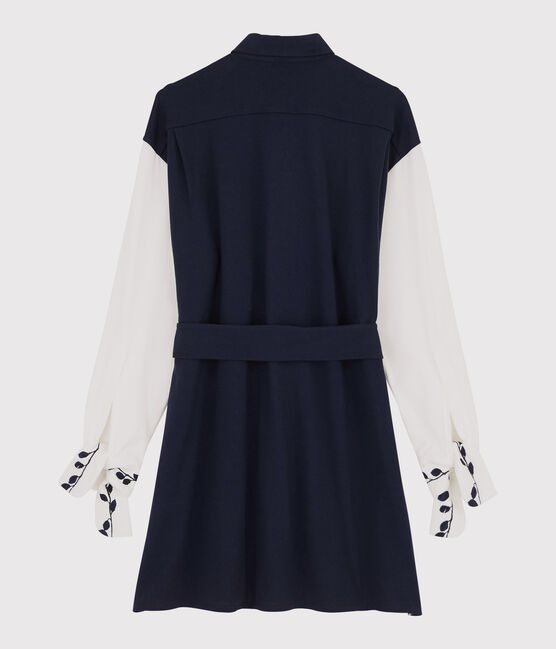 Vestido camisero de mujer Christoph Rumpf x Petit Bateau azul SMOKING/blanco MARSHMALLOW
