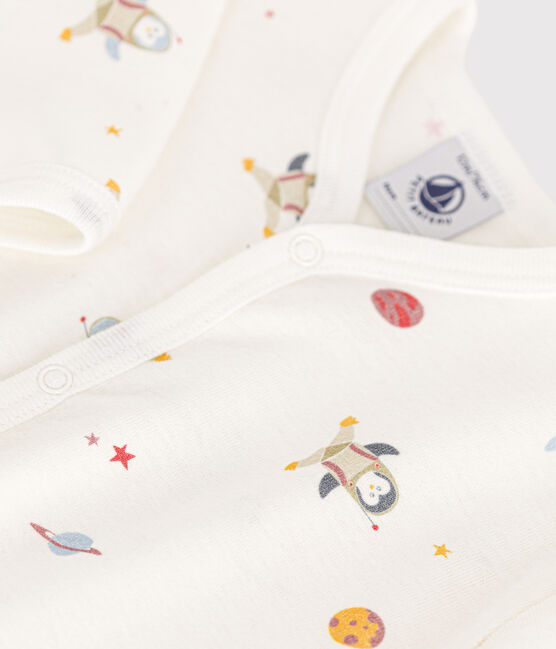 Pijama de algodón sin pies para bebé blanco MARSHMALLOW/blanco MULTICO