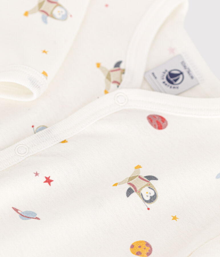 Pijama de algod&oacute;n sin pies para beb&eacute; blanco MARSHMALLOW/blanco MULTICO