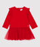 Vestido de muletón y tul de bebé. rojo TERKUIT