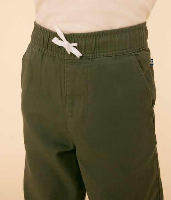 Pantalón de tela de algodón para niño verde CROCO