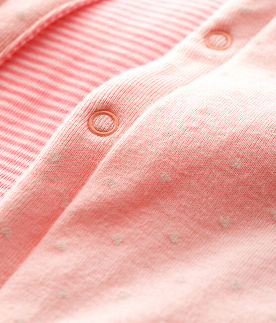 Chaleco reversible de punto acanalado enguatado para bebé niña rosa MINOIS/blanco MARSHMALLOW