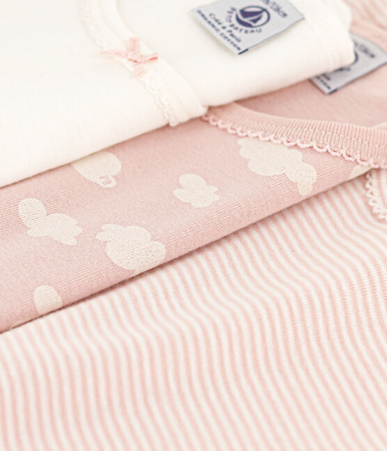 Juego de 3 camisetas de manga corta de algodón con nubes para niña variante 1