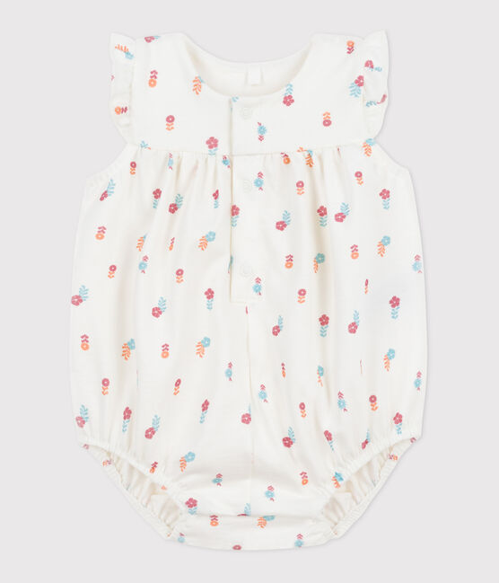 Pelele de algodón con estampado de flores campestres para bebé blanco MARSHMALLOW/blanco MULTICO