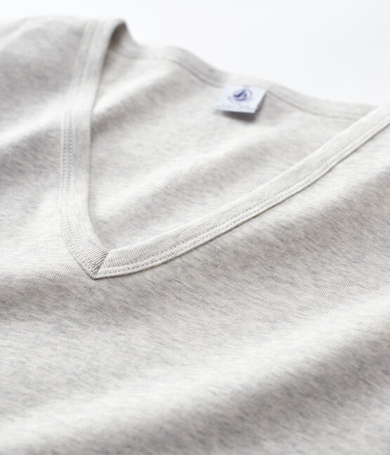 Camiseta ICONICA de algodón con cuello de pico para mujer gris BELUGA CHINE