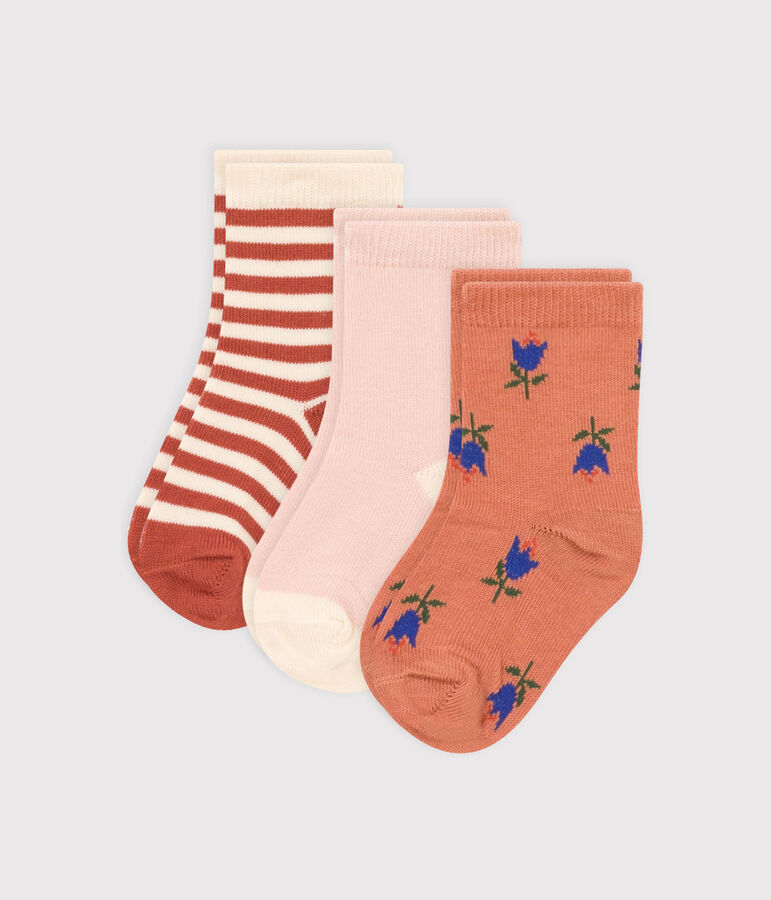 Juego de 3 pares de calcetines con flores de beb&eacute; variante 2