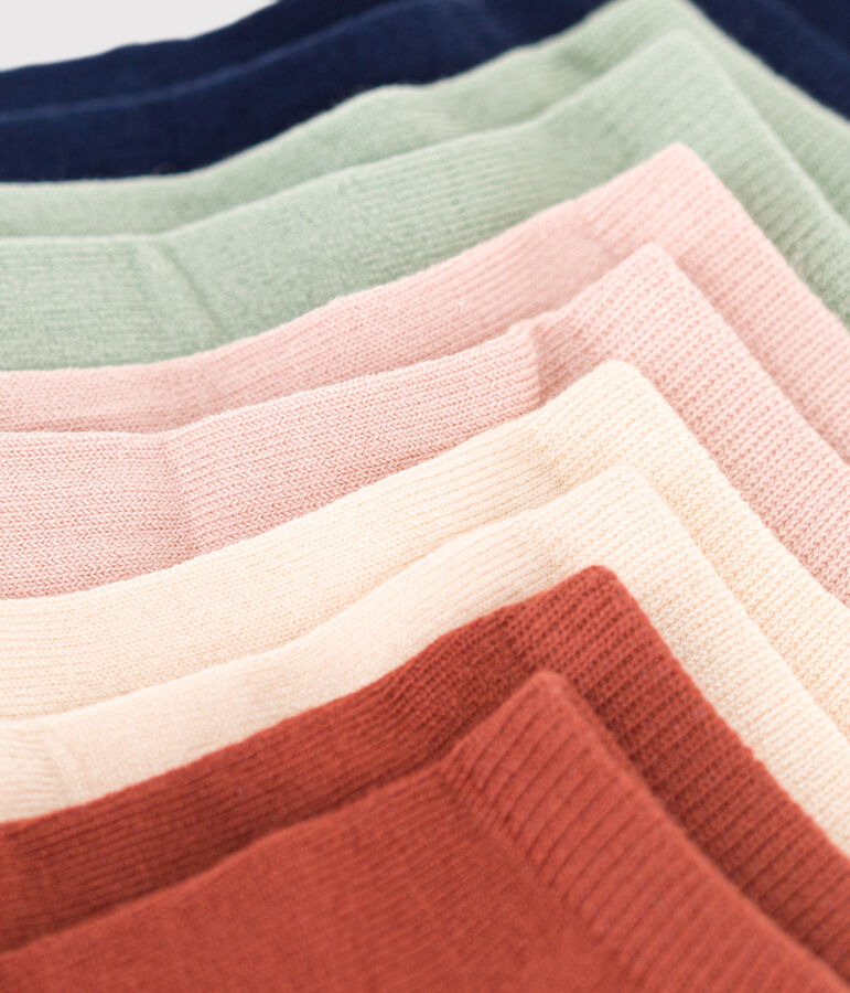 5 pares de calcetines infantiles lisos de algod&oacute;n multicolor