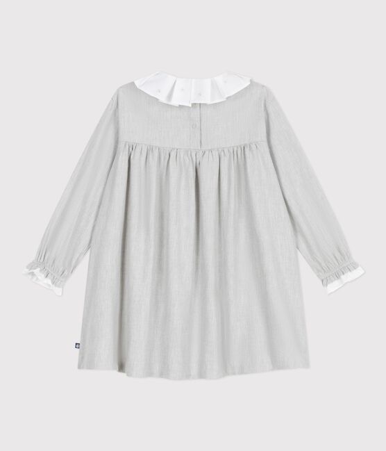 Vestido infantil liso de manga larga de franela gris FUMEE CHINE