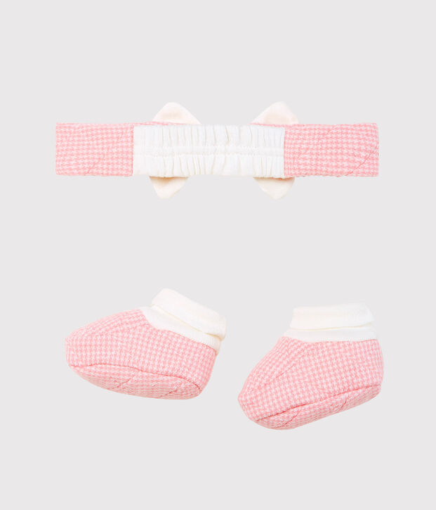 Lote de diadema y patucos para beb&eacute; ni&ntilde;a de t&uacute;bico acolchado multicolor