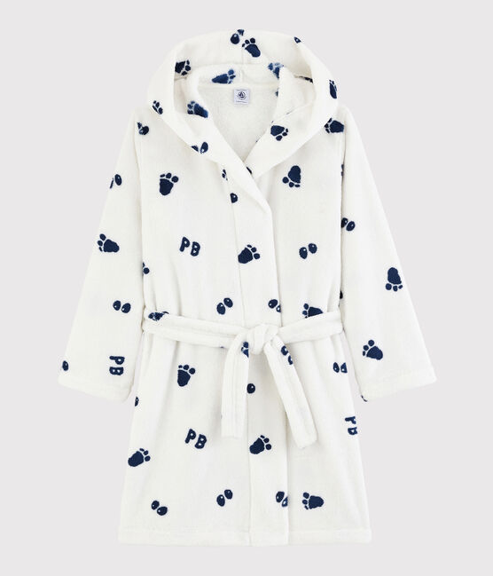 Bata de casa de polar para niño blanco MARSHMALLOW/azul MEDIEVAL