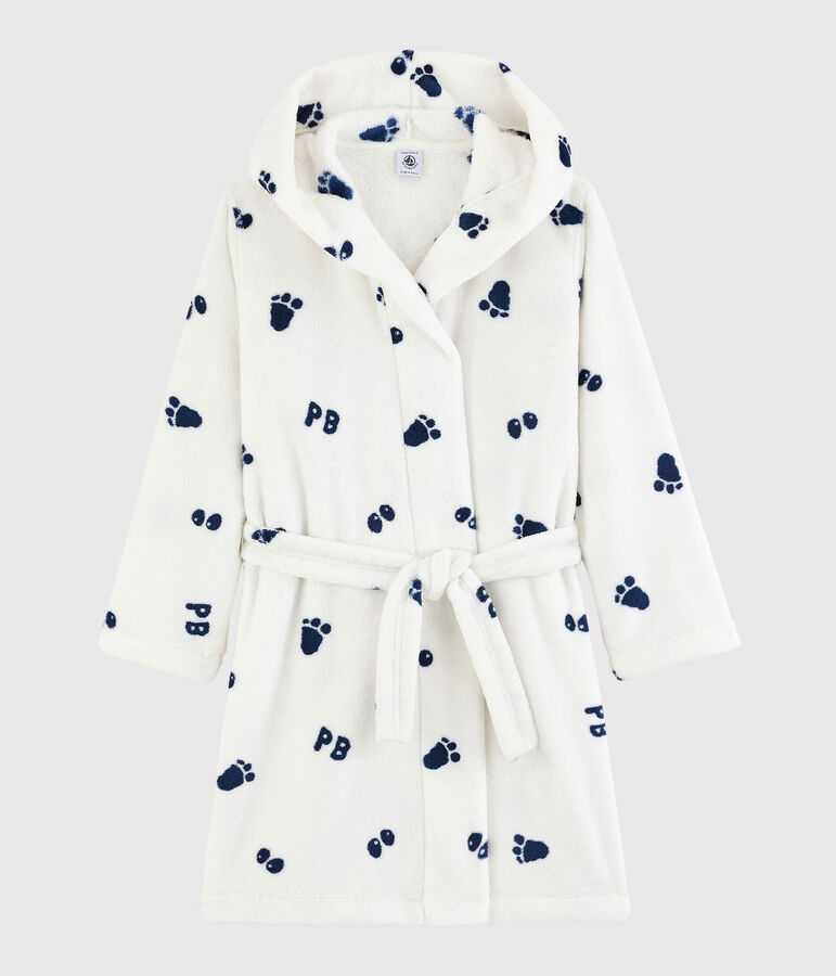 Bata de casa de polar para ni&ntilde;o blanco/azul