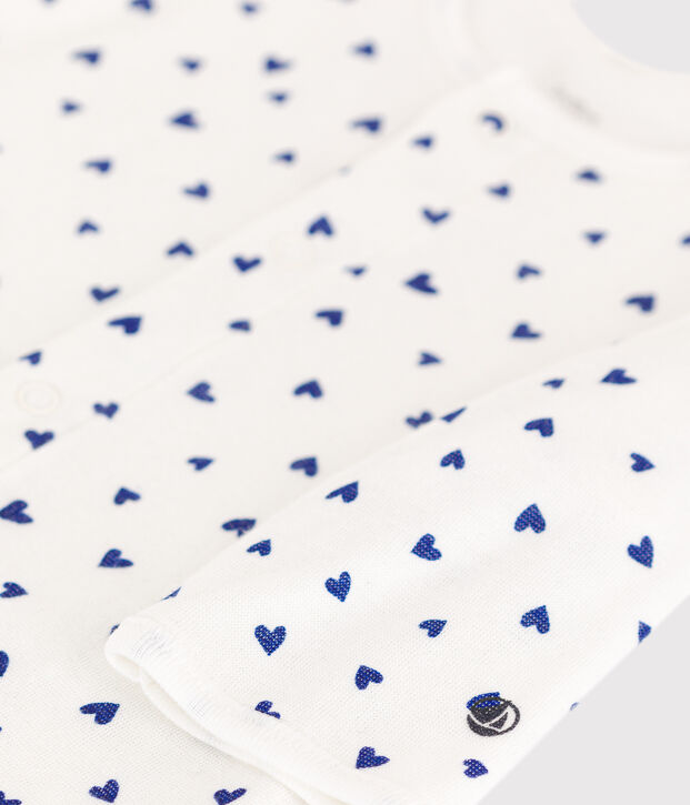Bodyjama de t&uacute;bico con corazones blanco/azul