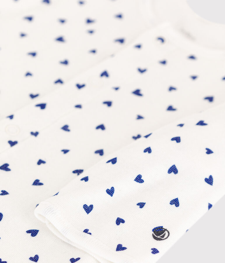 Bodyjama de t&uacute;bico con corazones blanco/azul