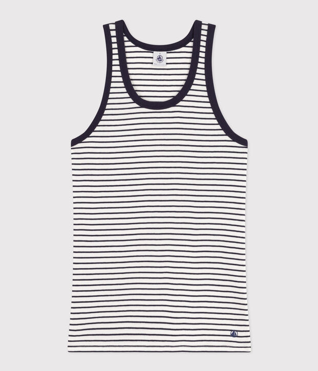 Camiseta sin mangas L'Iconique de algod&oacute;n a rayas para mujer blanco/azul