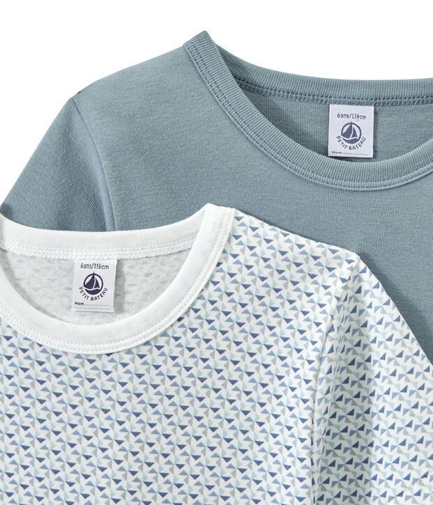 Lote de 2 camisetas de manga corta para ni&ntilde;o blanco