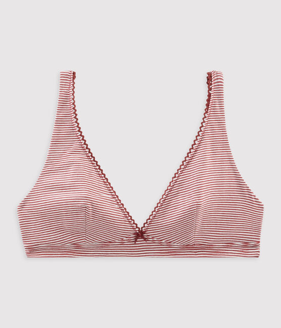 Sujetador triangula de mujer rojo CARMIN/blanco MARSHMALLOW