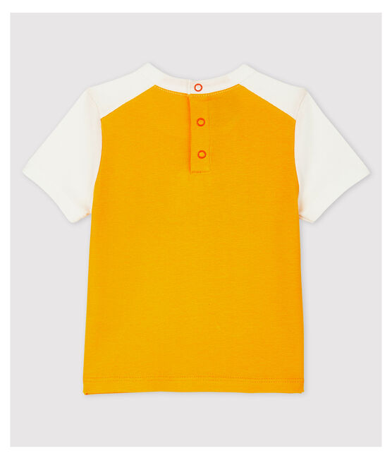 Camiseta de manga corta de algodón de bebé niño amarillo TEHONI/blanco MARSHMALLOW