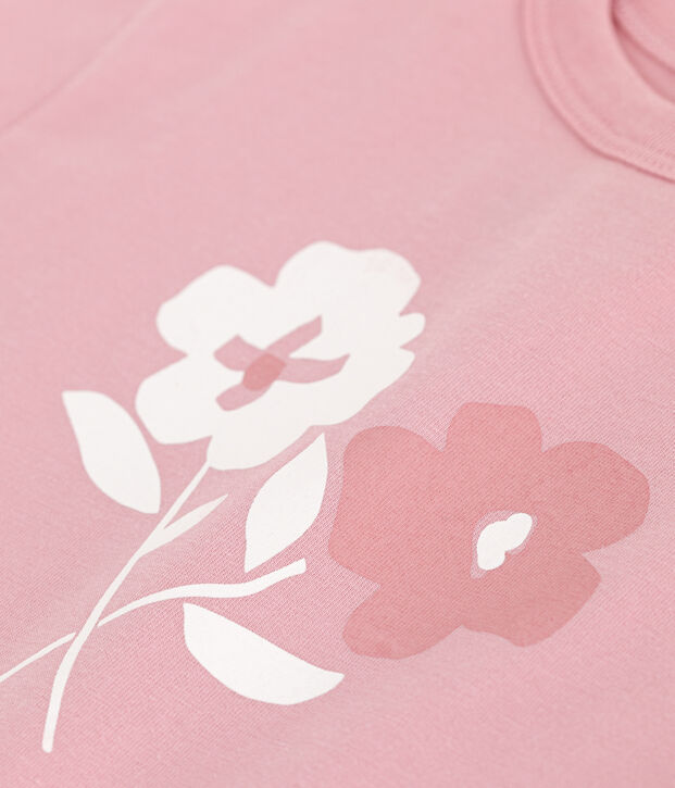 Camiseta lisa de manga corta de algod&oacute;n para beb&eacute; rosa