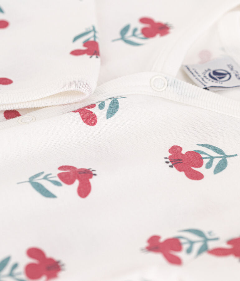Pelele sin pies de algod&oacute;n con flores blanco/multicolor