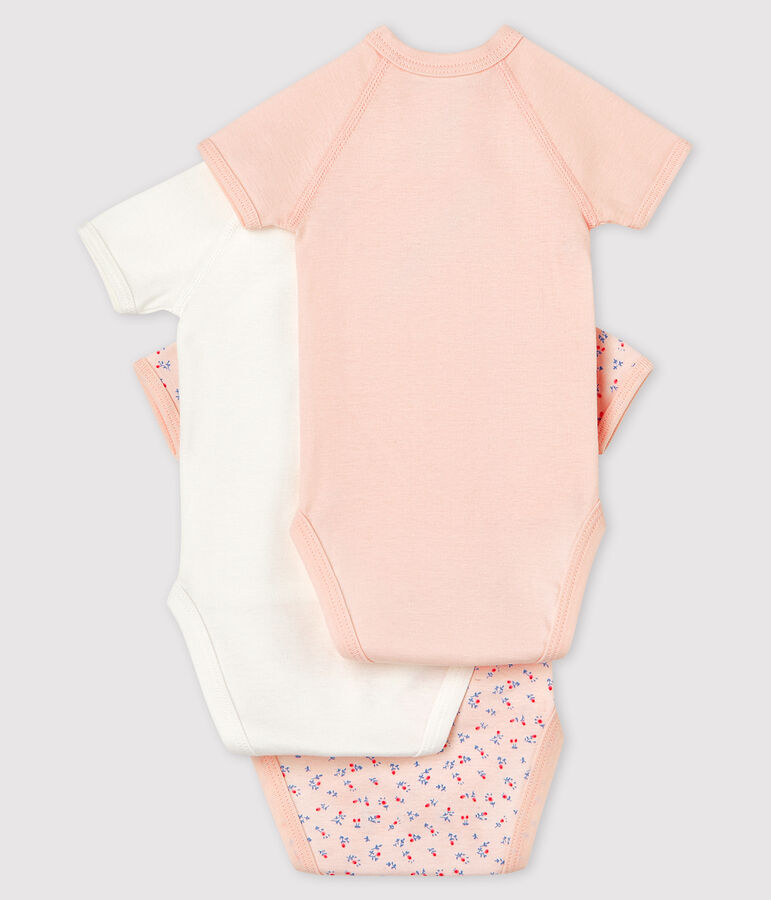 Lote de 3 bodys cruzados de manga corta de beb&eacute; de algod&oacute;n ecol&oacute;gico multicolor