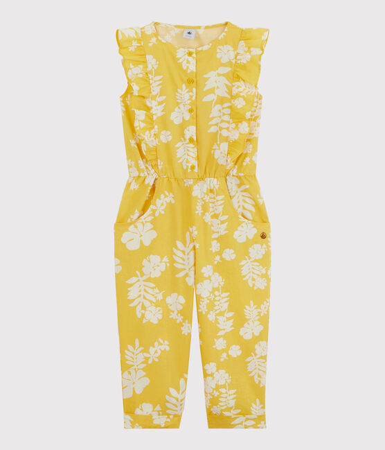 Mono de popelina estampada para niña amarillo ORGE/blanco MARSHMALLOW