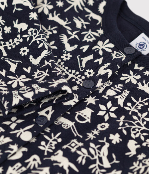 C&aacute;rdigan estampado de tejido t&uacute;bico acolchado de ni&ntilde;a azul/crudo