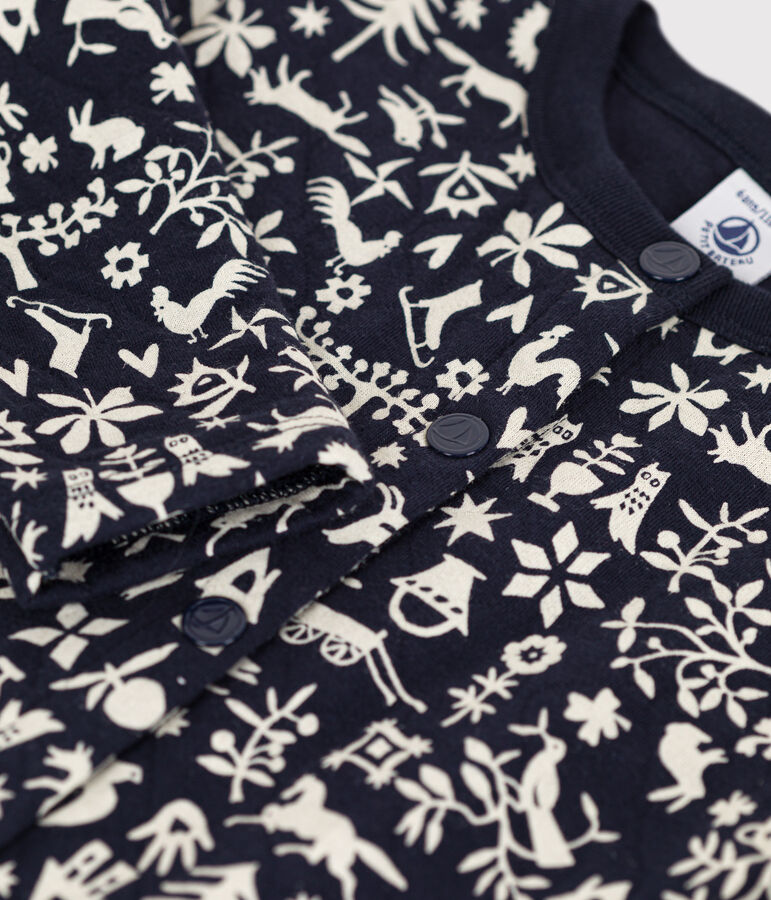 C&aacute;rdigan estampado de tejido t&uacute;bico acolchado de ni&ntilde;a azul/crudo