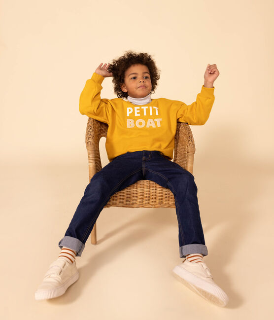 Sudadera estampada de muletón de niña/niño amarillo BOUDOR