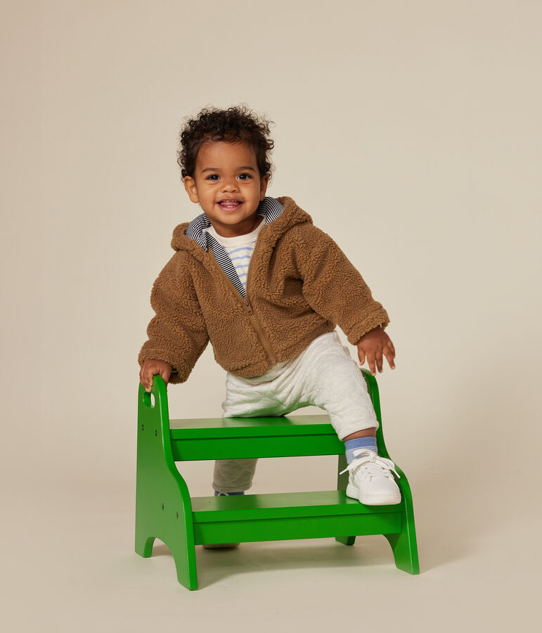 Chaleco de borreguito con capucha para beb&eacute; marron