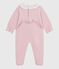 Pijama liso de terciopelo con abertura trasera para bebé rosa JOLI