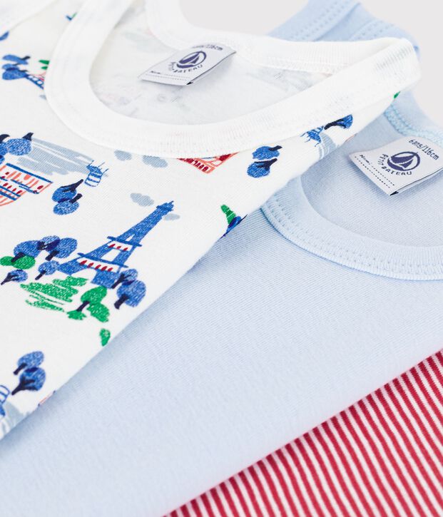 Juego de camisetas infantiles sin mangas de algod&oacute;n con estampado de Par&iacute;s multicolor