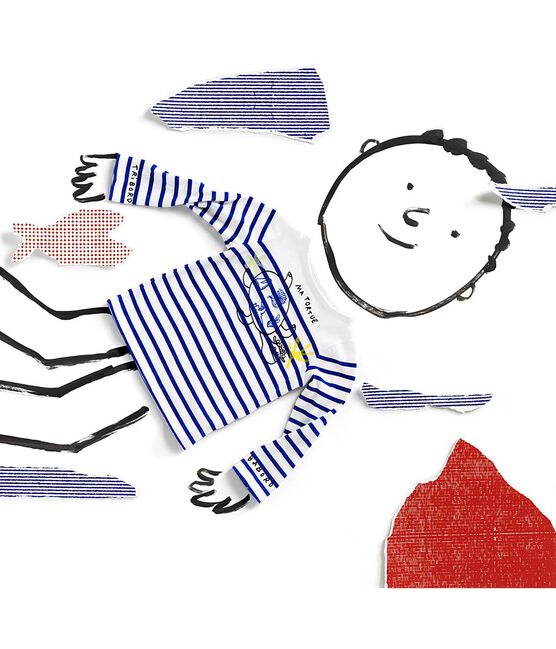 Camiseta marinera Serge Bloch para niño blanco MARSHMALLOW/azul PERSE