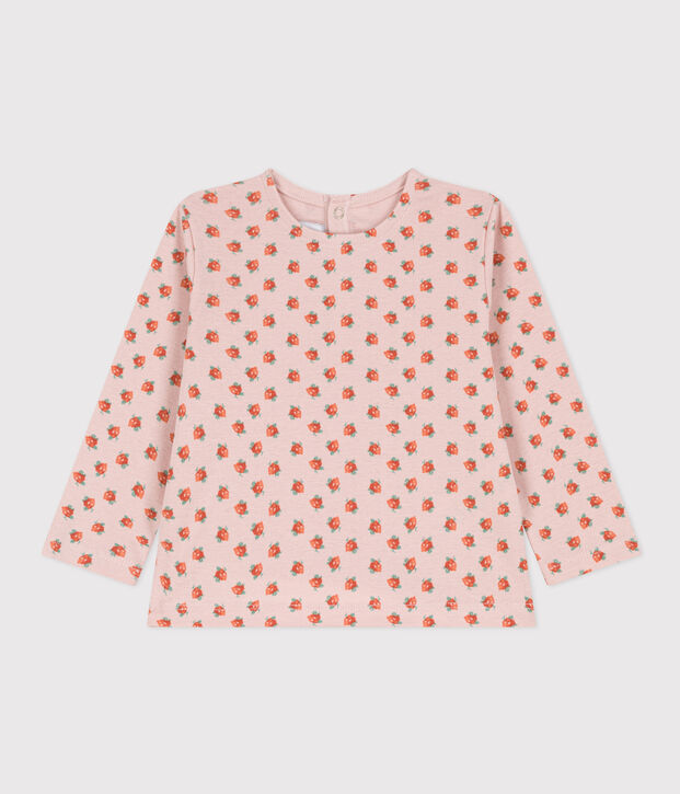 Camiseta de manga larga de algod&oacute;n de beb&eacute; ni&ntilde;o rosa/multicolor