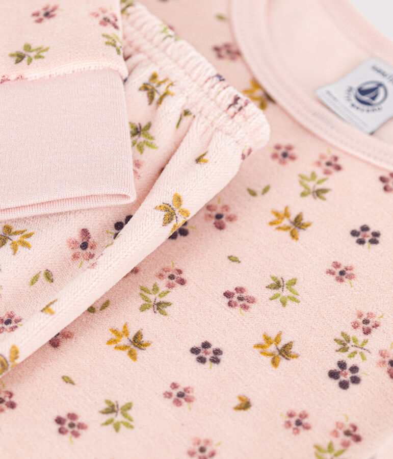 Pijama infantil de terciopelo con estampado de flores rosa/multicolor