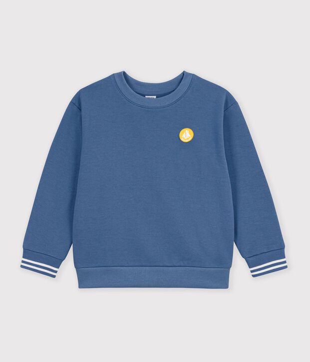Sudadera infantil lisa de algod&oacute;n azul