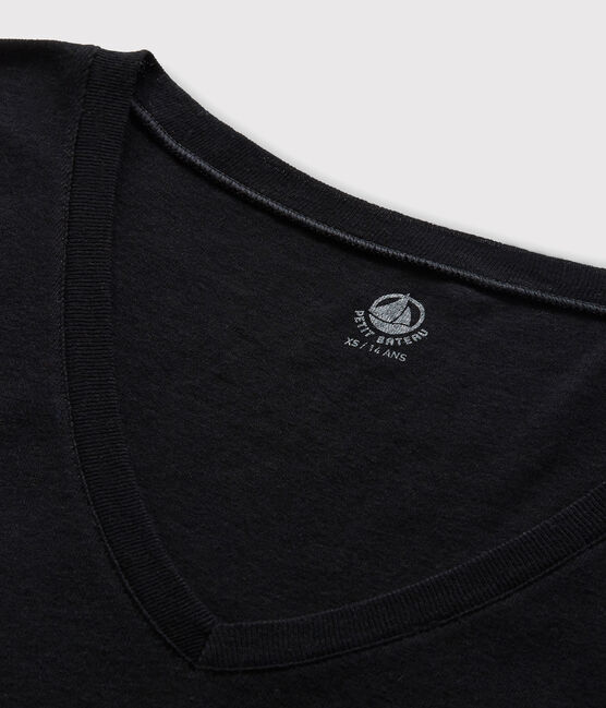 Camiseta L'ICONIQUE con cuello de pico de algodón de mujer negro NOIR
