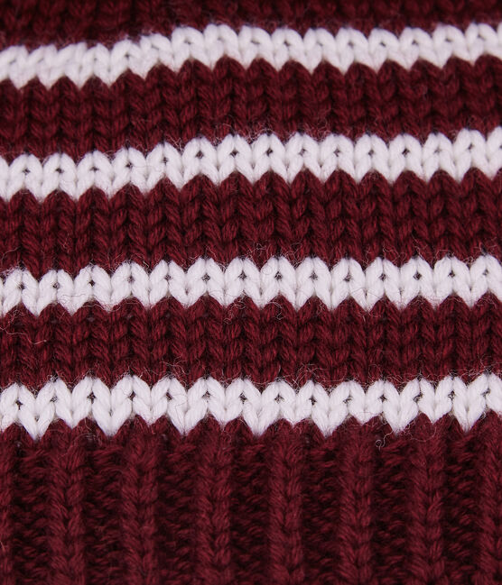 Gorrito de mezcla de lana rojo OGRE/blanco MARSHMALLOW