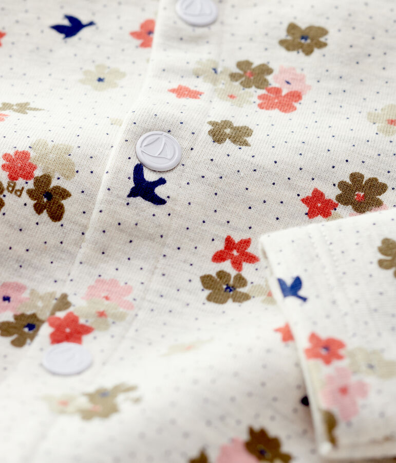 C&aacute;rdigan de algod&oacute;n de beb&eacute;. beige MONTELIMAR/blanco MULTICO