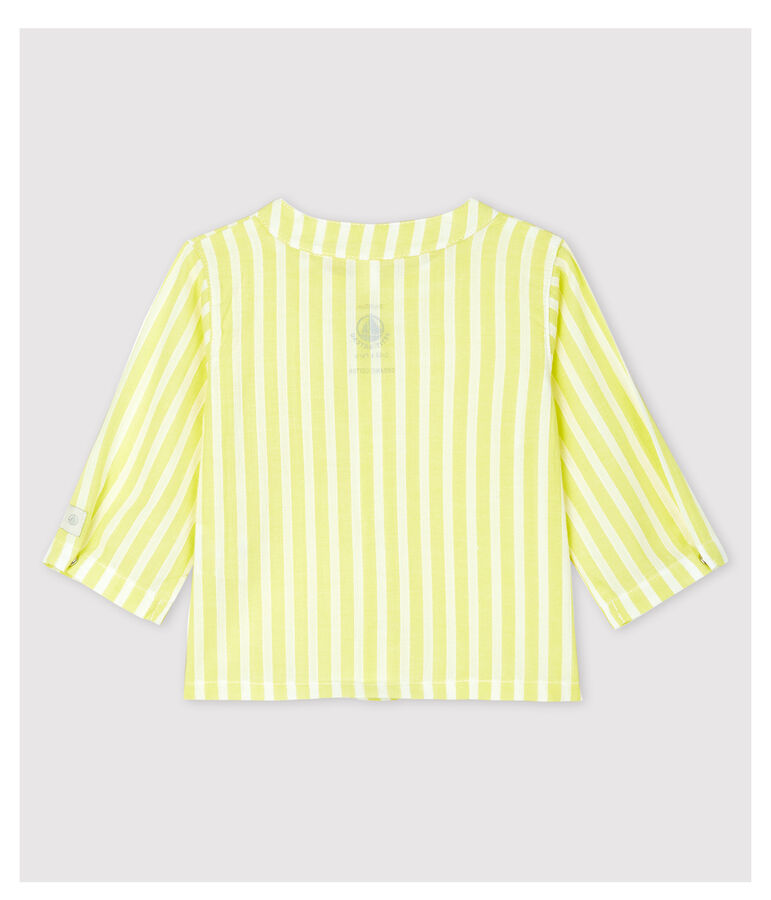 Blusa de rayas amarillas de beb&eacute; en popelina de algod&oacute;n biol&oacute;gico amarillo/blanco