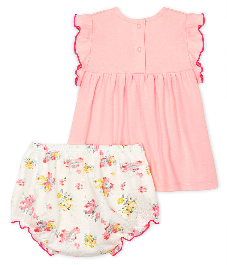 Conjunto de dos piezas para beb&eacute; ni&ntilde;a rosa MINOIS/blanco MULTICO