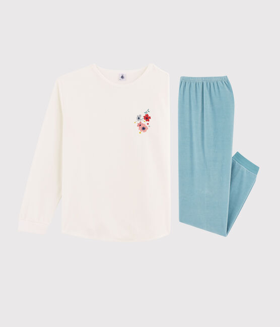 Pijama de chica - mujer de terciopelo blanco MARSHMALLOW/ BRUME