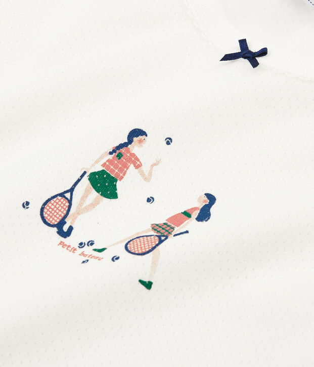 Pijama manga corta de punto para ni&ntilde;a blanco/rosa