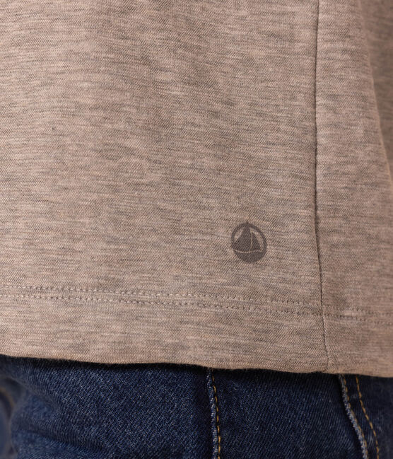 Camiseta LA RECTA de algodón con cuello redondo para mujer gris CHATON CHINE
