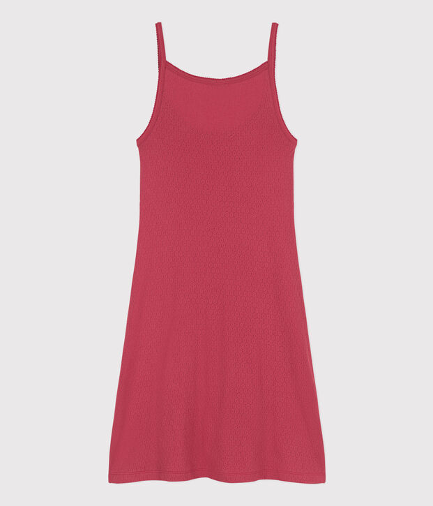 Camis&oacute;n liso de algod&oacute;n calado para mujer rosa
