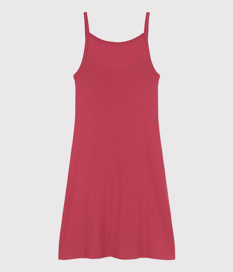 Camis&oacute;n liso de algod&oacute;n calado para mujer rosa