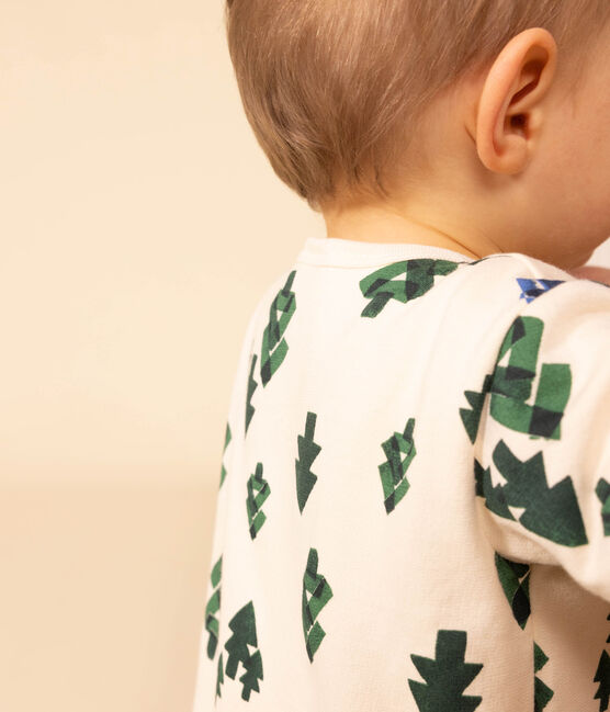 Pijama de felpa con abetos para bebé blanco AVALANCHE/ MULTICO